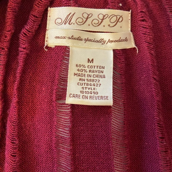 M.S.S.P.  Max Studio Specialty Product Batwing Maroon Sweater. Size M - Picture 2 of 3